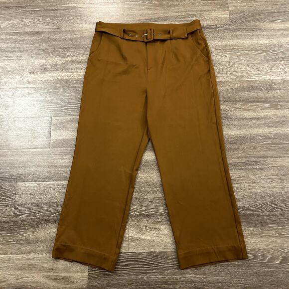 EUC Remi x Revolve Danielle Belted Pants Brown 1X High Waist Wide Leg Trousers - Picture 2 of 15